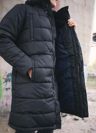 Парка мужская зимняя н5011 теплая с капюшоном зимний пуховик мужской пальто холлофайбер до -25