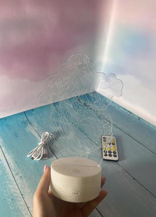 3d-лампа русалка, подарунок для фанатів міфології, світильник або нічник, 7 кольорів, 4 режима і пульт8 фото