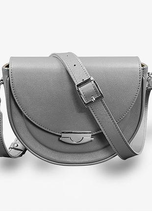 Женская сумка полукруглая натуральная кожа серая kira