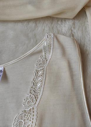 Белая бежевая натуральная майка с шерсти и шелка шерстяной шелковый натуральная блуза теплая с гипюр8 фото