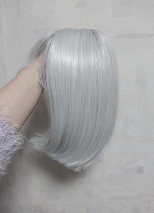 Парик боб каре синтетический искусственный серый косплей возможен обмен рассмотренную