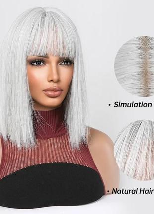 Парик боб каре синтетический искусственный серый косплей возможен обмен рассмотренную