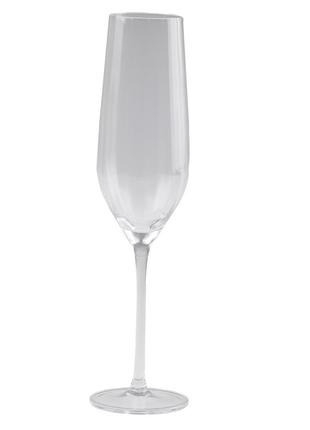 Високий келих для шампанського 350мл фігурний з тонкого скла, набір 6 шт