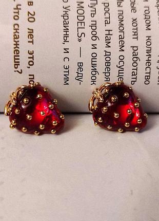 Сережки kate spade золото полуниця, сережки kate spade strawberry delight з лого