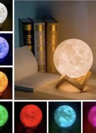 Настільний нічник, світильник місяць 3d moon lamp 15см із зволожувачем