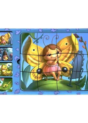Деревянная настольная игра "этапы развития бабочки" ubumblebees (псф017) psf017 сортер-пазл