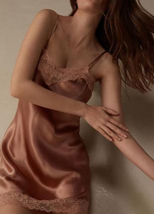 Роскошная сексуальная эротическая комбинация пеньюар ночной ночной сорочки из шелка silk seda бренд intimissimi, р.xs