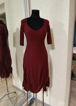 Jean paul gaultier плаття сукня з драпіровкою асиметрична бохо з великим вирізом зі шнурівками1 фото