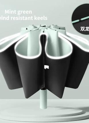 Парасоля реверсна бежева мʼятна зелена чорна рожева автоматична