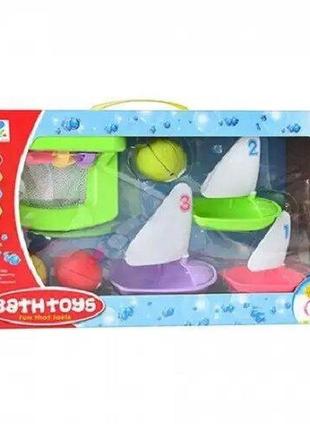 Игрушка для ванной набор 3 яхты с сеткой и мячиками 912-3
