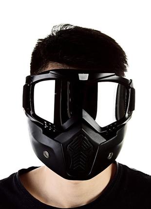 Мотоциклетная маска очки resteq, лыжная маска, маска для моноколеса, велосипеда или квадроцикла (серебристая)
