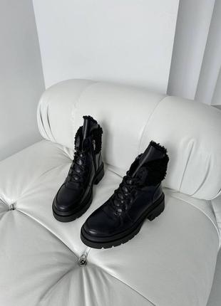 Ботинки натуральная кожа черные зима4 фото