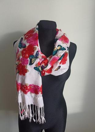 Палантин шарф женский с бабочками