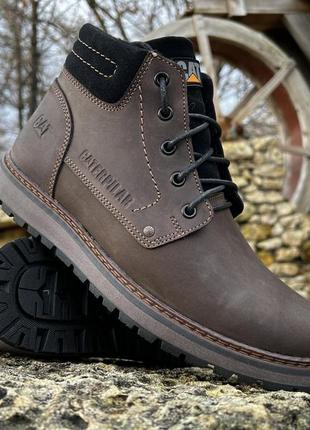 Шкіряні зимові черевики на хутрі brown boots