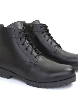Зимние ботинки из натуральной кожи обувь ручной работы большие размеры ultimate black by rosso avangard