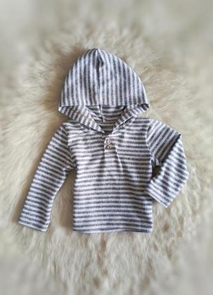 Теплая мягкая кофточка с капюшоном, худи, свитшот 6-9 мес