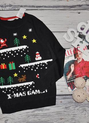 14+ 170 см h&m новий фірмовий новорічний різдвяний трикотажний джемпер светр нр нг x-mas gamer3 фото