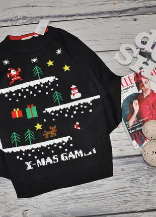 14+ 170 см h&m новий фірмовий новорічний різдвяний трикотажний джемпер светр нр нг x-mas gamer4 фото