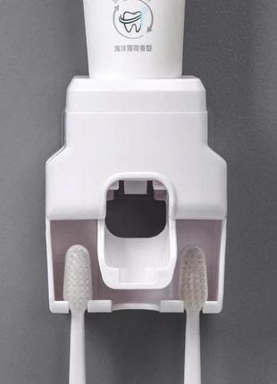 Диспенсер для зубної пасти з тримачем для двох зубних щіток sun білий