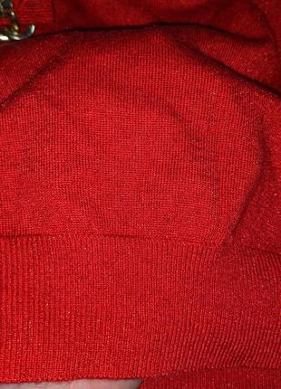 Червоний тонкий новорічний светр з люрексом papaya #28634 фото