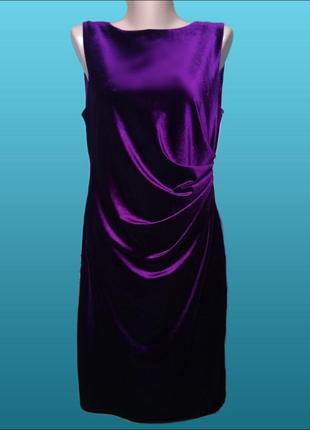 Нарядное фиолетовое бархатное платье с драпировкой dorothy perkins/женское вечернее платье1 фото