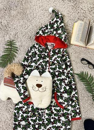 Теплая флисовая пижама кигуруми в рождественский принт No902 фото