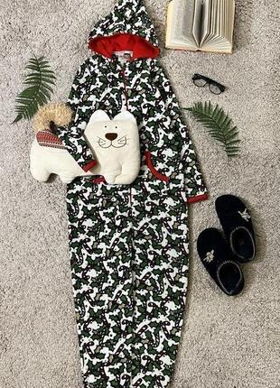 Теплая флисовая пижама кигуруми в рождественский принт No901 фото