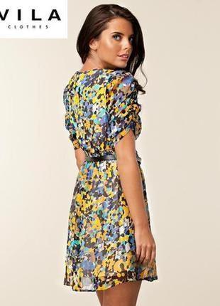 Легка літня яскрава шифонова сукня відомого бренду з данії vila,вир-во індія1 фото