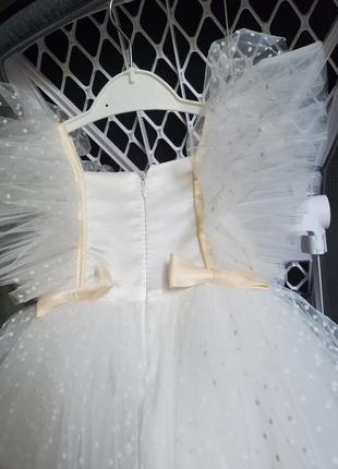 Очень красивое нежное белое праздничное пышное детское платье 74 86 92 98 104 110 116 для девочки на день рождения крестины свадьбы праздник8 фото