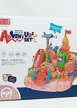 Игровой набор yi wu jiayu трек "adventure set" с рулем, розовый a333-330f-1