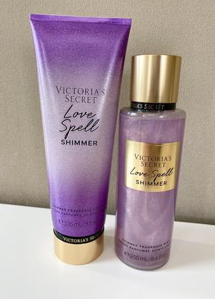 Парфюмированный спрей, лосьон love spell shimmer от victoria’s secret оригинал