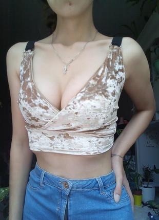 Новогодний топ велюровый, кроп топ на новый год, празничный топик