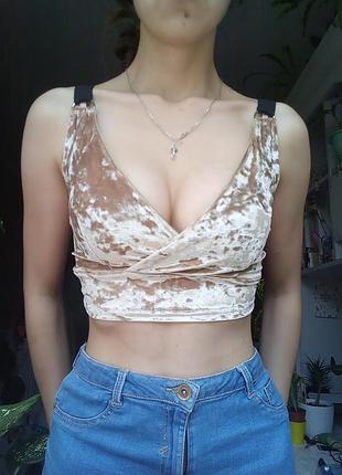 Новогодний топ велюровый, кроп топ на новый год, празничный топик