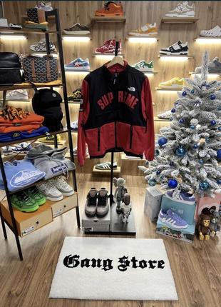 Куртка флисовая supreme x The north face map arc logo denali fleece red