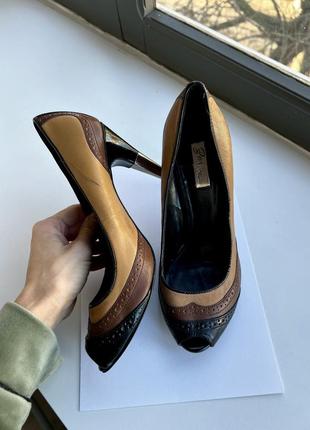Женские туфли на каблуке в стиле оксфорд открытый французский пальчик