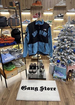 Флисовая куртка supreme x The north face map arc logo denali fleece blue