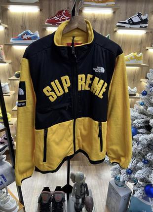 Куртка флісова supreme x the north face arc logo denali fleece yellow