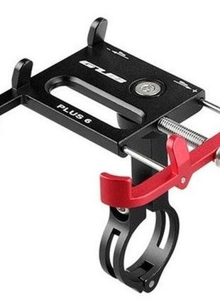 Тримач для смартфона 3,5-6,2" al з обертовим кріпленням на кермо gub plus 6 чорний з червоним