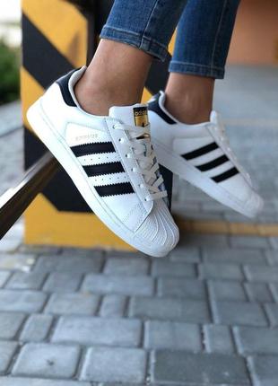 Кросівки adidas superstar в білому кольорі з чорними смужками, (36-40)9 фото