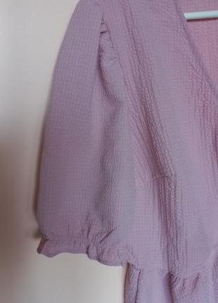 Пудрова легенька блузка, блуза пудра з об"ємними рукавчиками 52-54 р.2 фото