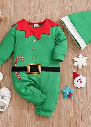 Новорічний різдвяний костюм чоловічок ельф 12-18 місяців (1-1.5 роки)