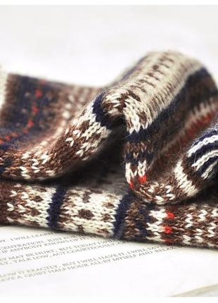 Высокие носки с орнаментами бордо 5405 марсала гетры с полосками теплые зимние на сапоги2 фото