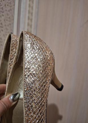 Танцевальные туфли на каблуке вечерние сатиновые с винтаж глиттером9 фото