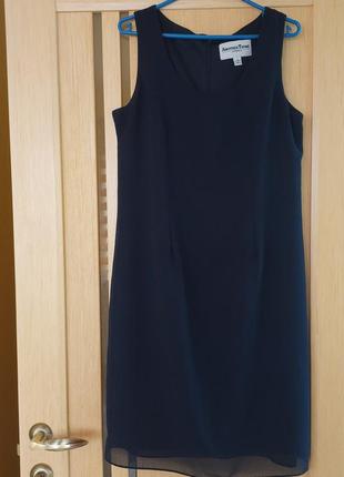 Платье шифоновое синее без рукавов платье неви коктейльное2 фото