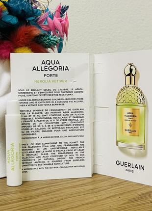 Оригинал пробник парфюмированная вода guerlain aqua allegoria forte nerolia vetivever2 фото