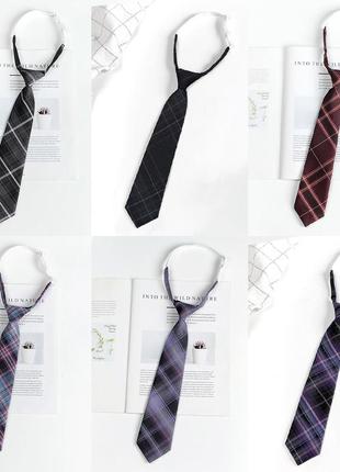 Чоловіча краватка на резинці чорна 9253 картата легко вдягати 32см класичний стиль зручна застібка2 фото