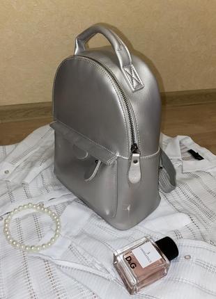 Женский рюкзак кожа в серебряном цвете2 фото