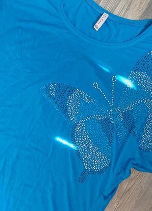 Красивая женская блуза с бабочкой большой размер батал 50 /52 блузка футболка2 фото