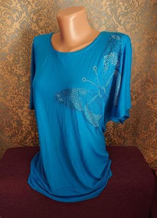 Красивая женская блуза с бабочкой большой размер батал 50 /52 блузка футболка3 фото