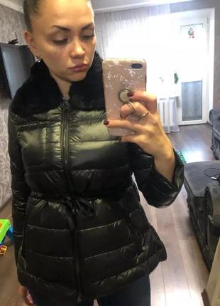 Чорний пуховик куртка зимова пухова пальто moncler монклер zara hm mango massimo dutti ivina3 фото